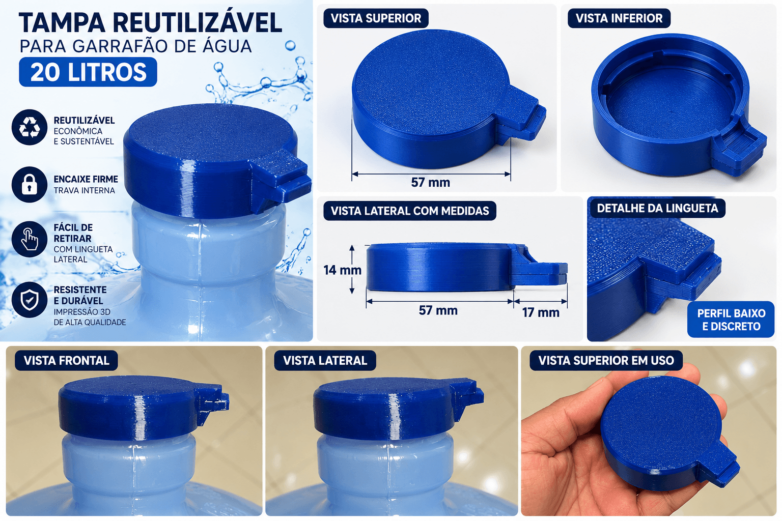 Tampa Reutilizável Garrafão 20L